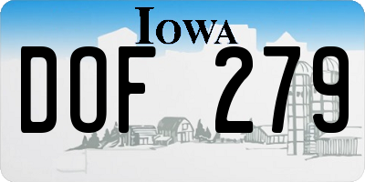 IA license plate DOF279