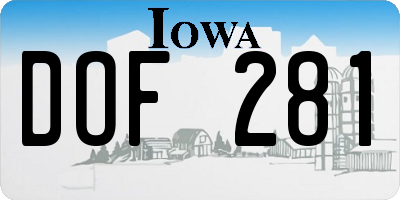 IA license plate DOF281