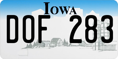 IA license plate DOF283