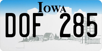 IA license plate DOF285