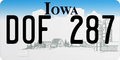 IA license plate DOF287