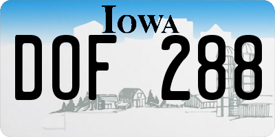 IA license plate DOF288