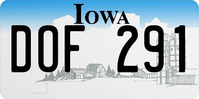 IA license plate DOF291