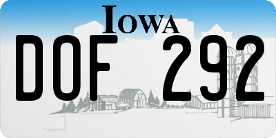 IA license plate DOF292