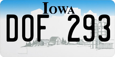 IA license plate DOF293