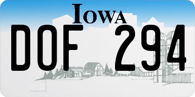 IA license plate DOF294