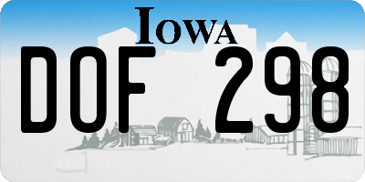 IA license plate DOF298