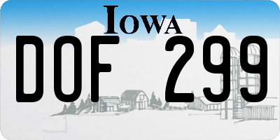 IA license plate DOF299