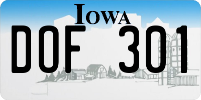 IA license plate DOF301