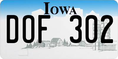 IA license plate DOF302