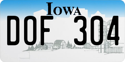 IA license plate DOF304
