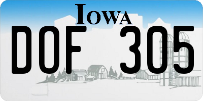 IA license plate DOF305