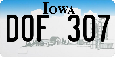 IA license plate DOF307