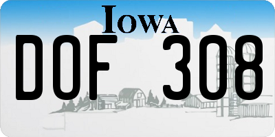 IA license plate DOF308