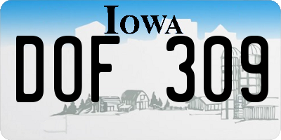 IA license plate DOF309