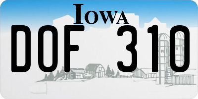 IA license plate DOF310