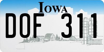 IA license plate DOF311