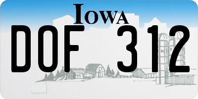 IA license plate DOF312