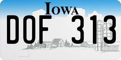 IA license plate DOF313