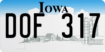 IA license plate DOF317