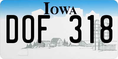 IA license plate DOF318