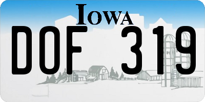 IA license plate DOF319