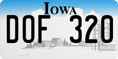 IA license plate DOF320