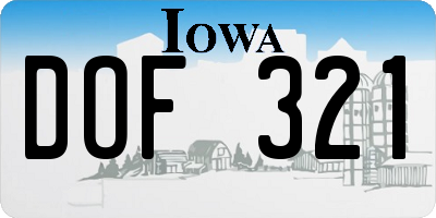 IA license plate DOF321