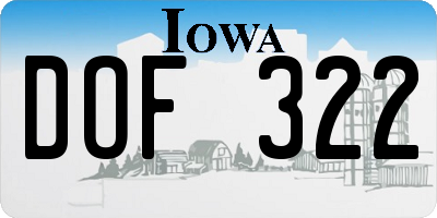 IA license plate DOF322