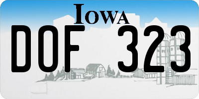 IA license plate DOF323