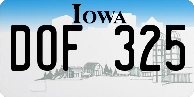 IA license plate DOF325