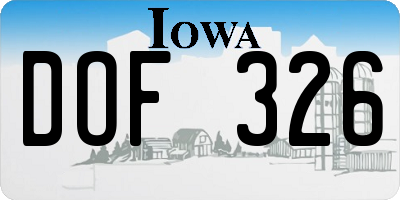 IA license plate DOF326