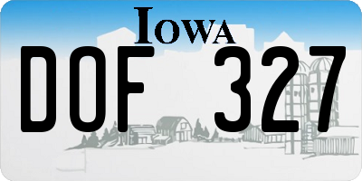 IA license plate DOF327