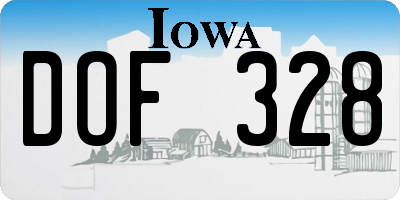 IA license plate DOF328