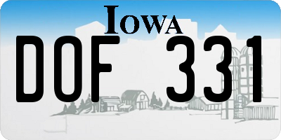 IA license plate DOF331