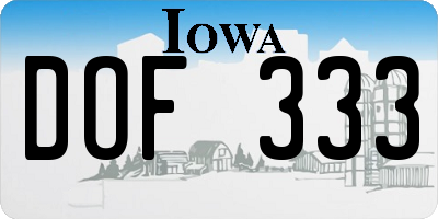 IA license plate DOF333