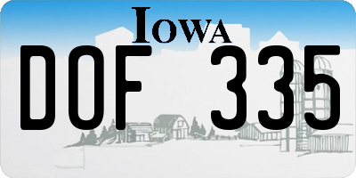 IA license plate DOF335