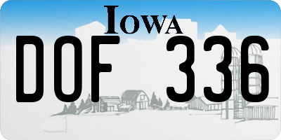 IA license plate DOF336