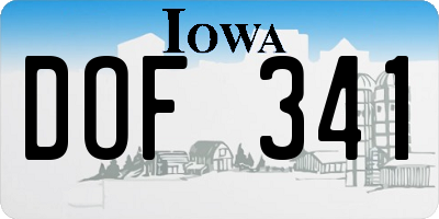 IA license plate DOF341