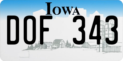 IA license plate DOF343