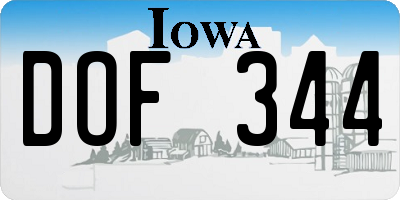 IA license plate DOF344