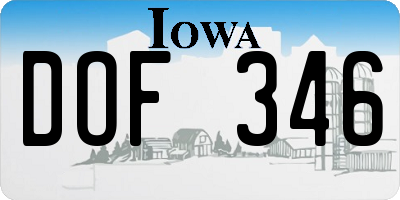 IA license plate DOF346