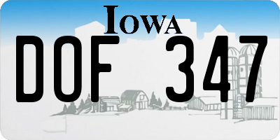IA license plate DOF347