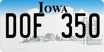 IA license plate DOF350