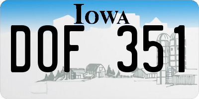 IA license plate DOF351
