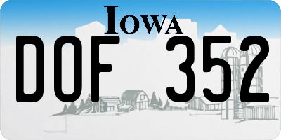 IA license plate DOF352