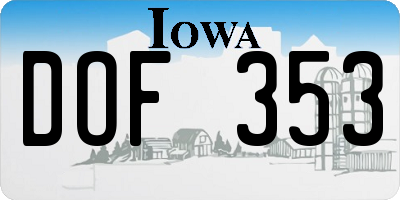IA license plate DOF353