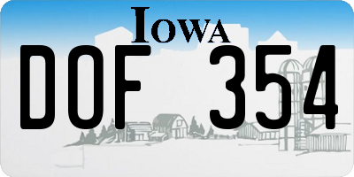 IA license plate DOF354