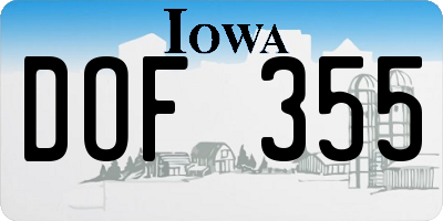 IA license plate DOF355