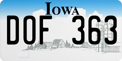 IA license plate DOF363